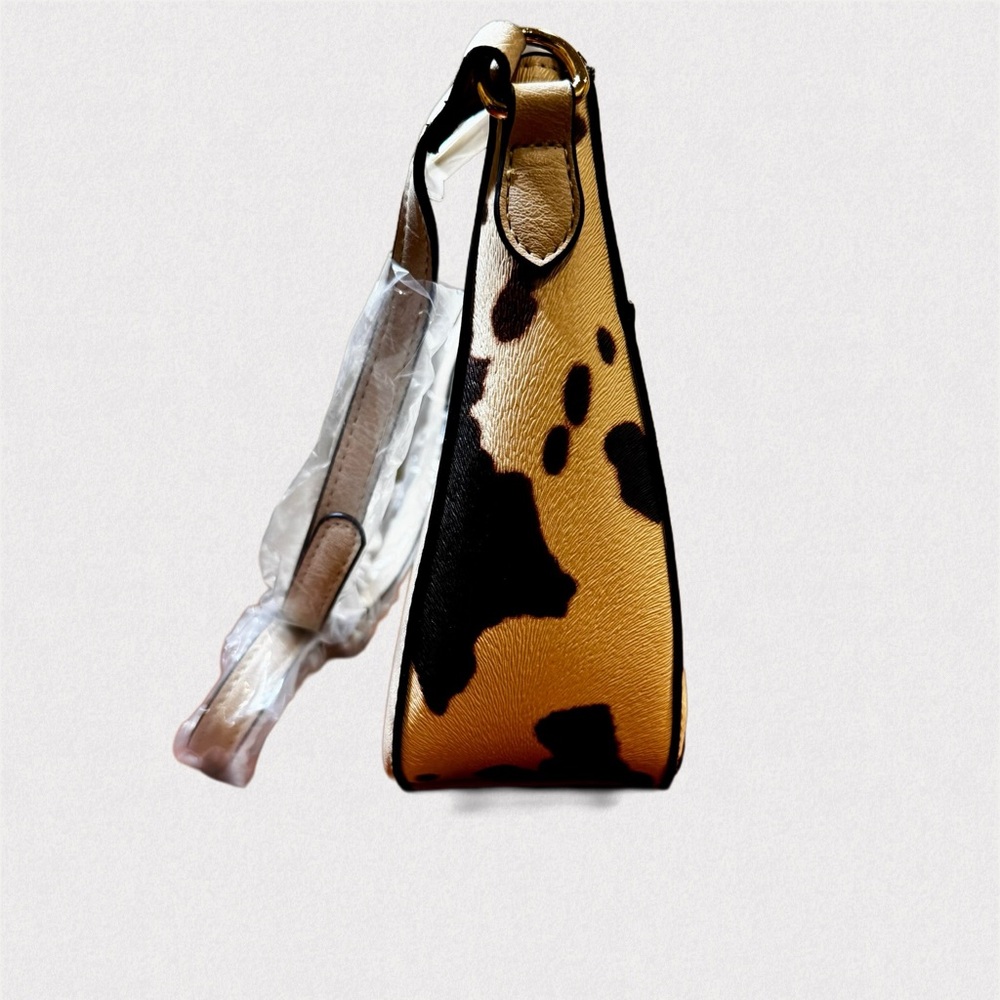 Le Miel Cream And Cow Print Crossbody Women's Bag-NWT - Picture 2 of 7